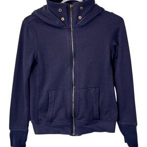 Much More navy blue back skull and roses design zip up hoodie size S